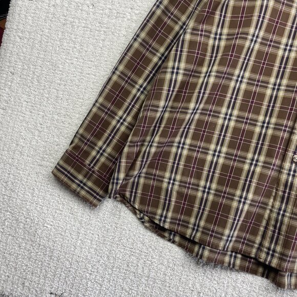 Khakis By Arrow Preppy Oxford Button Down Thick Shirt Men Size 2XL Brown Plaid - Picture 5 of 14